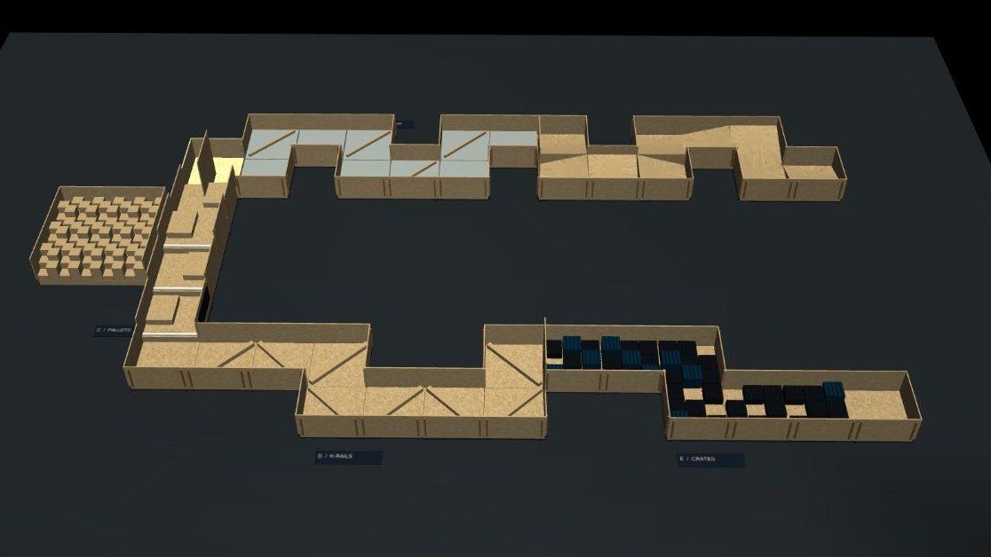 Overview of the competition field rebuilt in simulation